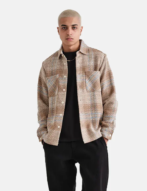 Wax London Whiting Overshirt (Ombre Windowpane) - Beige