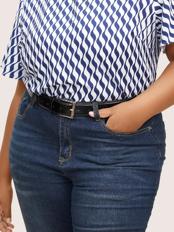 Fashionable Square Buckle Pu Belt