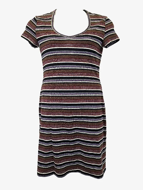 Assorted Brands Casual V Neck Striped Midi Dress Size 12