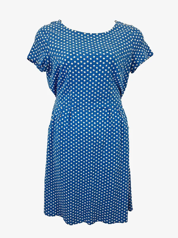 Boden Cobalt Jersey Flower Midi Dress Size 14