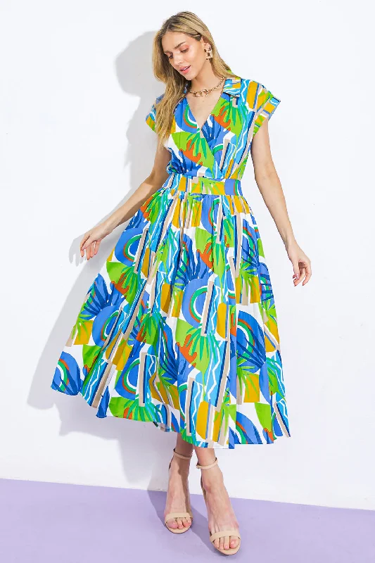 SUMMER MIRAGE WOVEN MIDI DRESS