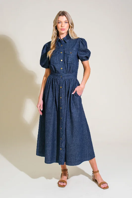 GET THE LOOK DENIM MIDI DRESS