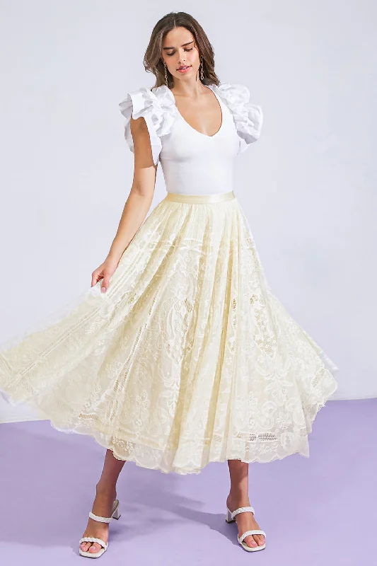 MEANINGFUL MOMENT WOVEN LACE MIDI SKIRT