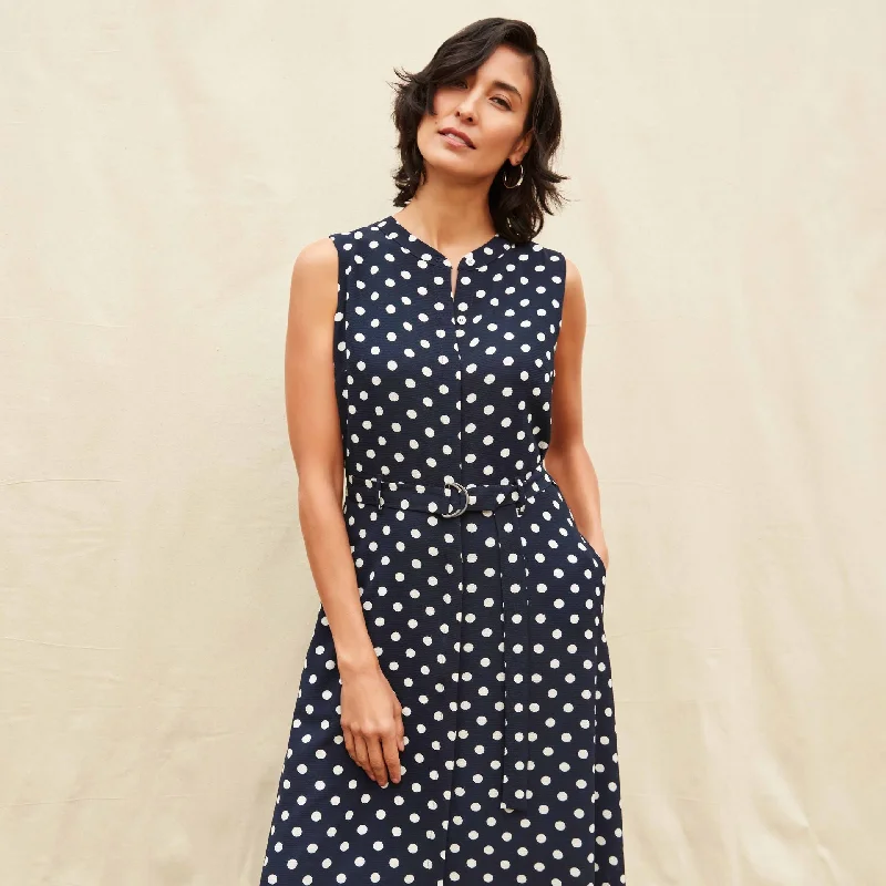 Joseph Ribkoff Sleeveless, Polka Dot Midi Dress