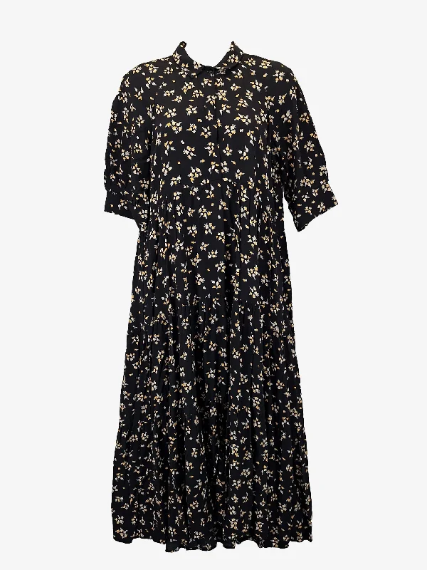 Zara Petal Shirt Style Gathered Midi Dress Size S