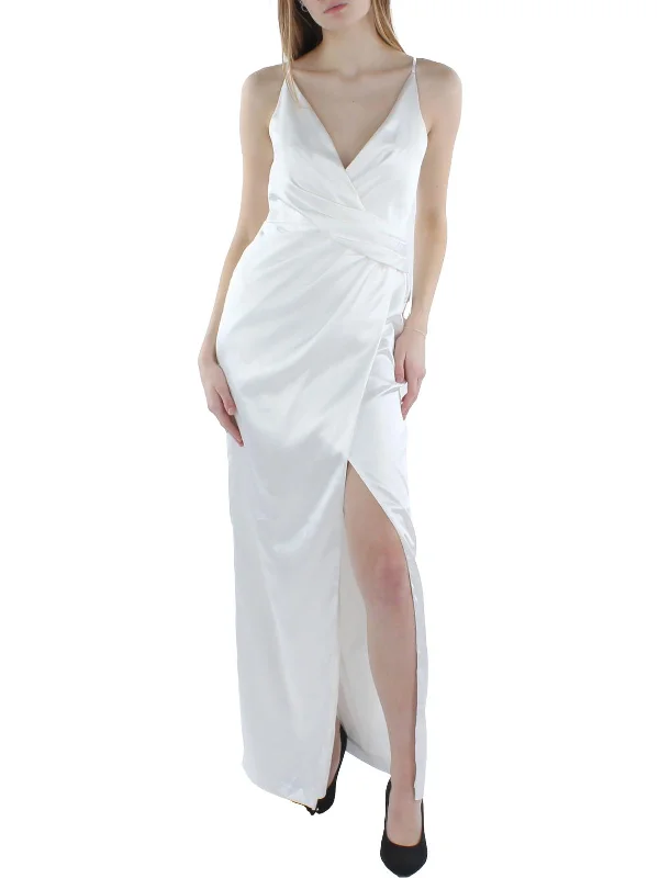 Womens Draped Maxi Evening Dress