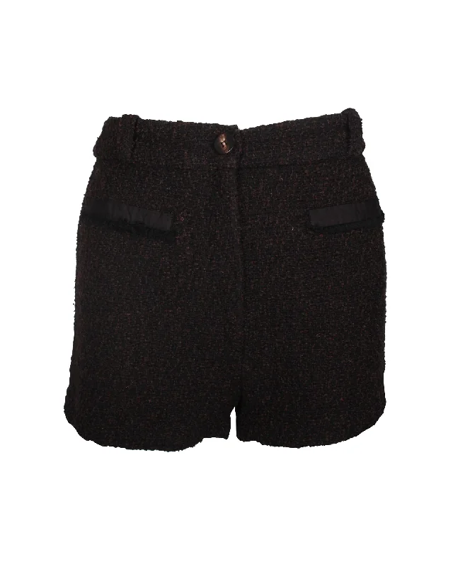 Ba&sh High-Waisted Shorts in Black Wool