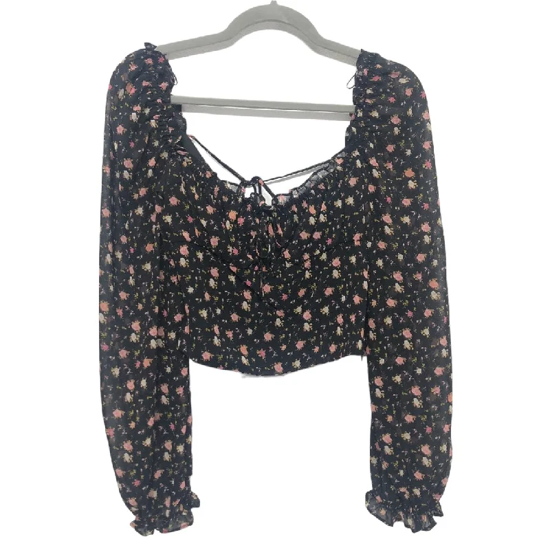 Black & Pink Blouse Long Sleeve Wayf, Size S