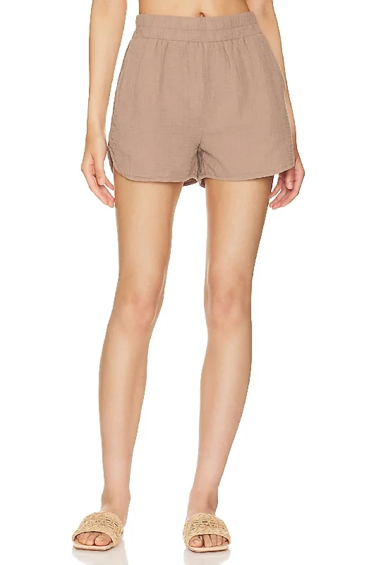 Elastic Waist Short In Tan