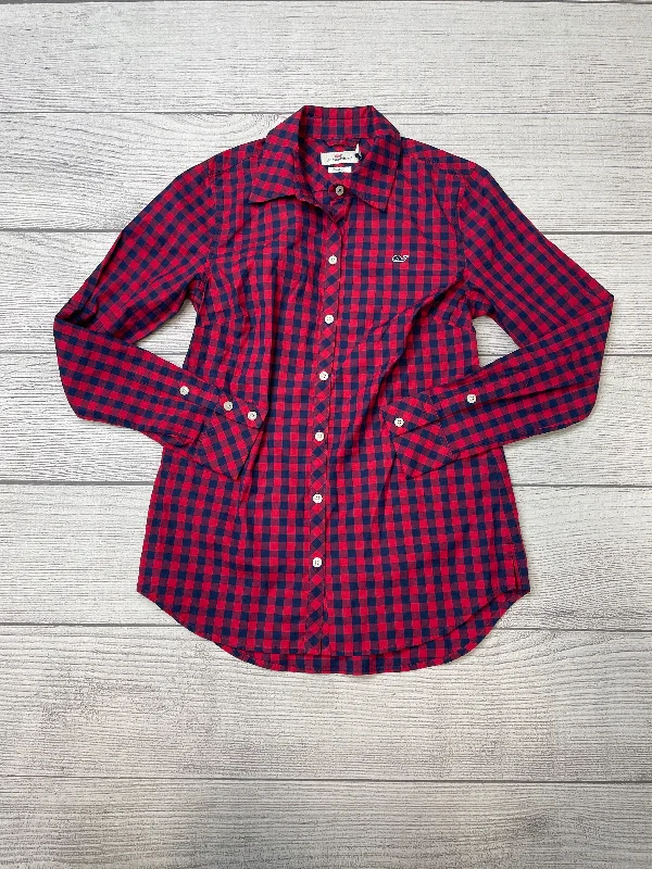 Red Blue Blouse Long Sleeve Vineyard Vines, Size Xs