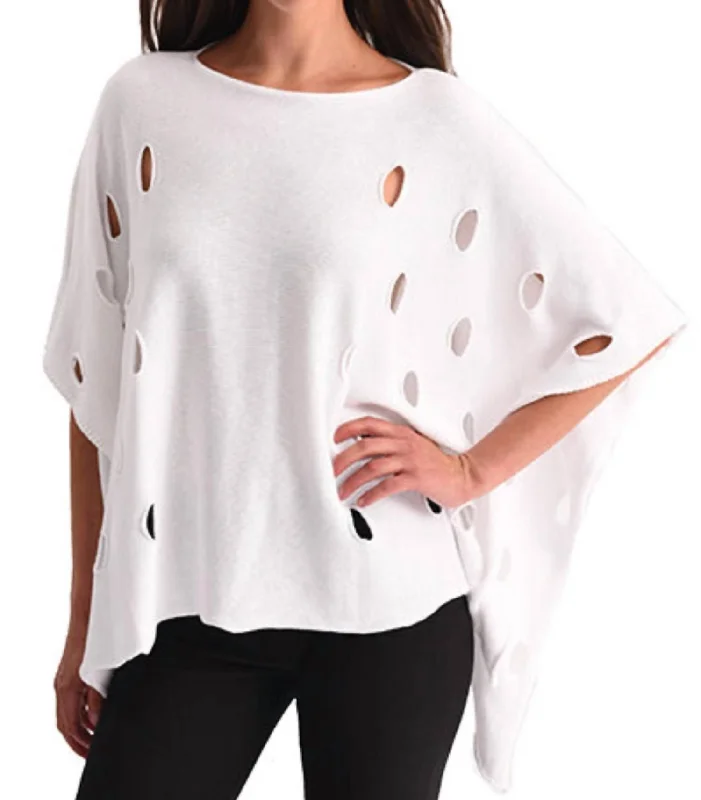 Cut Out Poncho In White