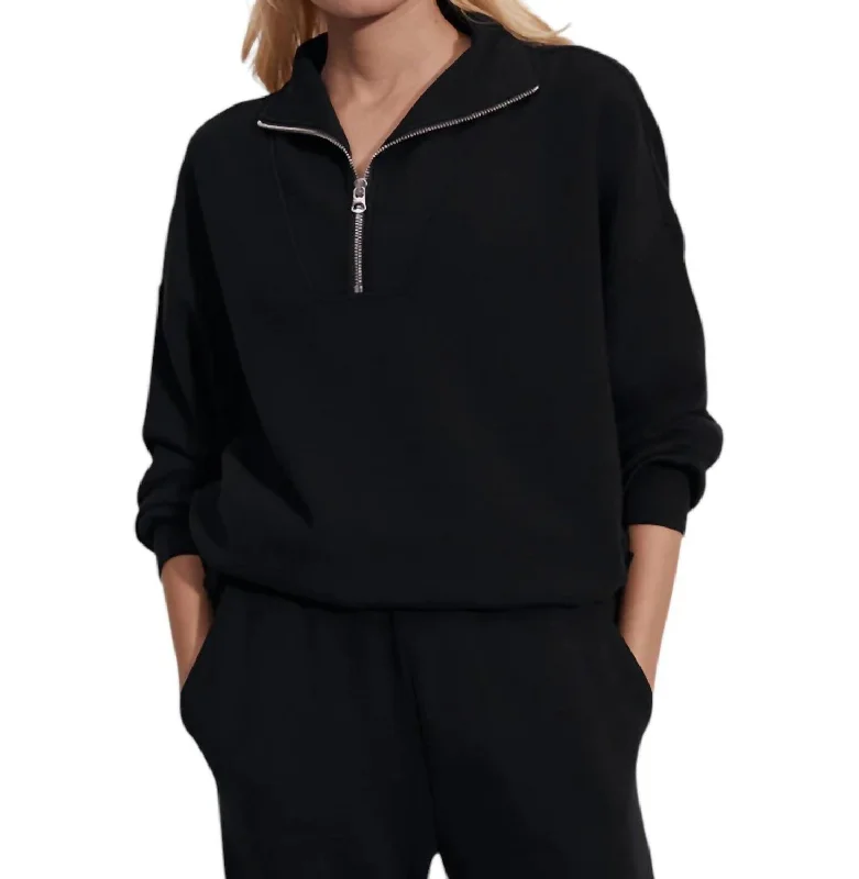 Hawley Half Zip Sweatshirt In Black