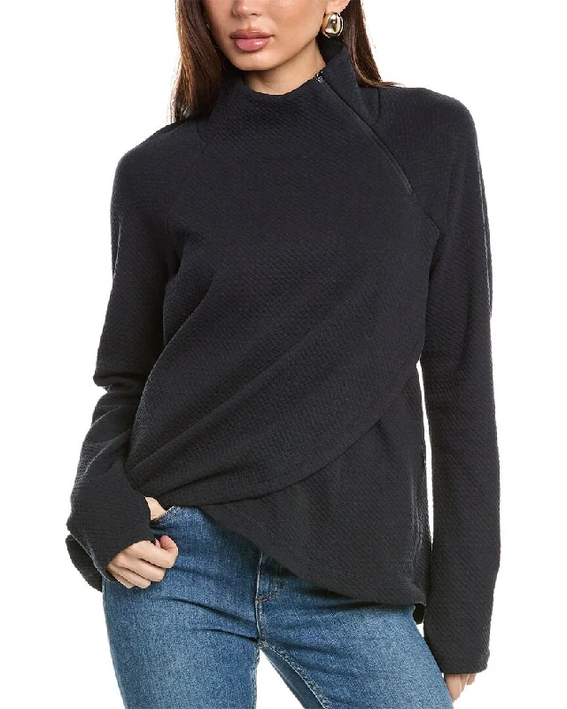 IBKUL Popcorn Stitch Asymmetrical Zip Pullover