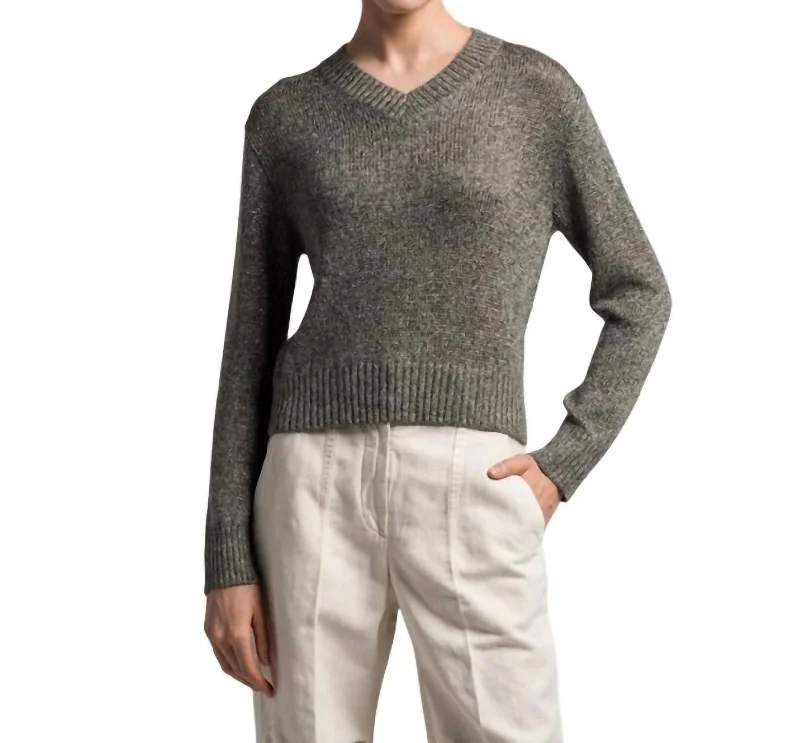 Lurex Sweater Top In Grey/brown(Silver)