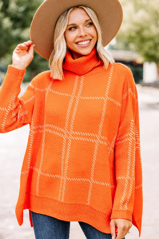 Mountain Views Orange Plaid Sweater