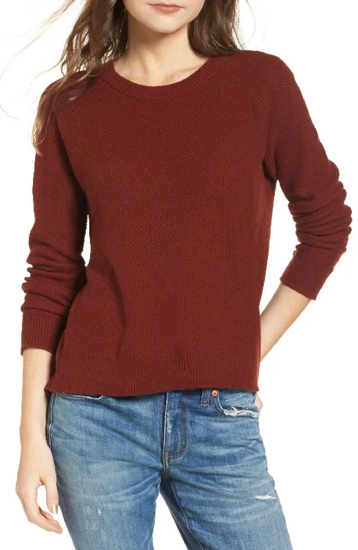 Province Cross Back Pullover Sweater In Burnt Mahogany