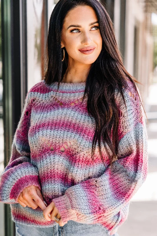 Something To Say Pink Striped Sweater