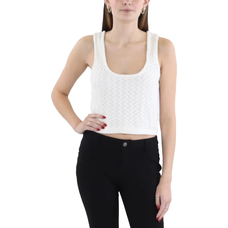 Womens Crochet Scoop Neck Tank Top Sweater