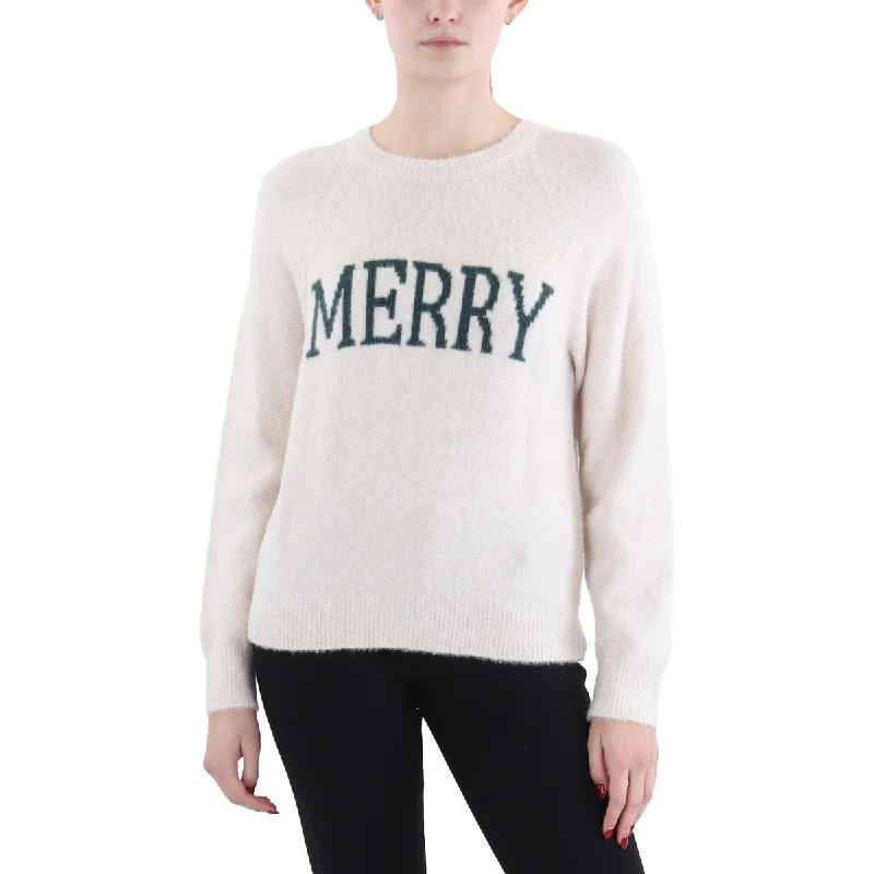 Womens Knit Ribbed Trim Christmas Sweater