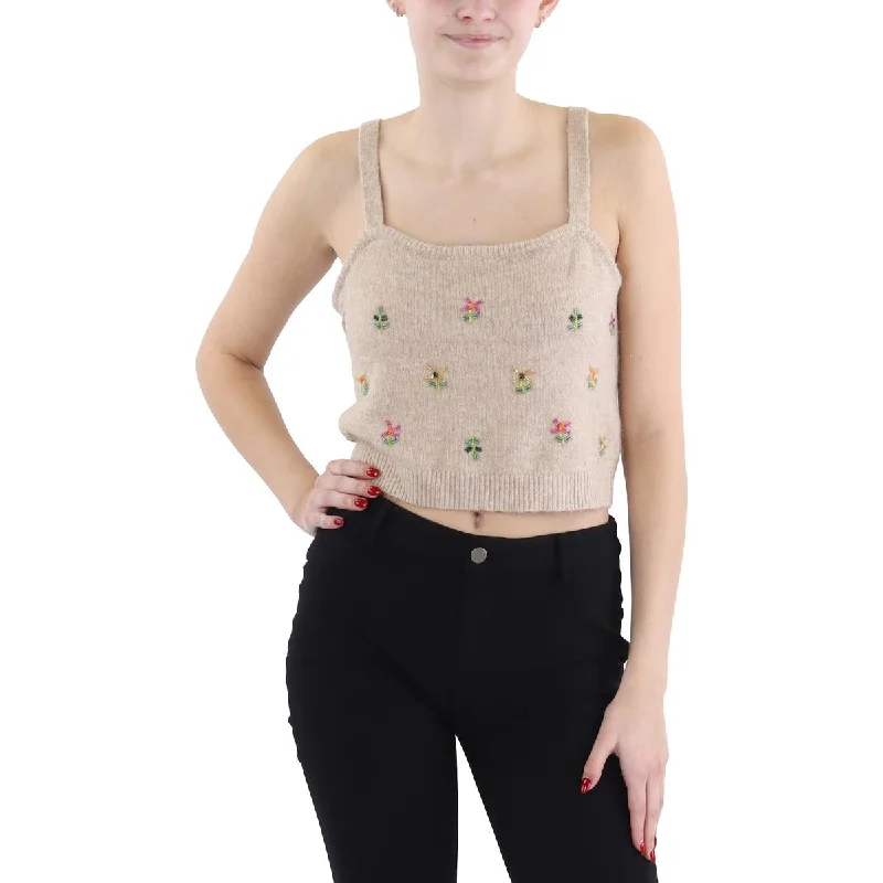 Womens Square Neck Short Crop Sweater