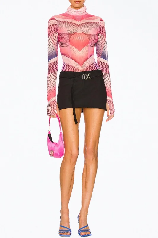 Zadie Power Mesh Turtleneck Top In Modern Geo